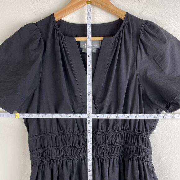 Anthropologie Somerset Maxi Dress Size SP Black Cotton Minimalist Neutral Petite - Picture 14 of 15